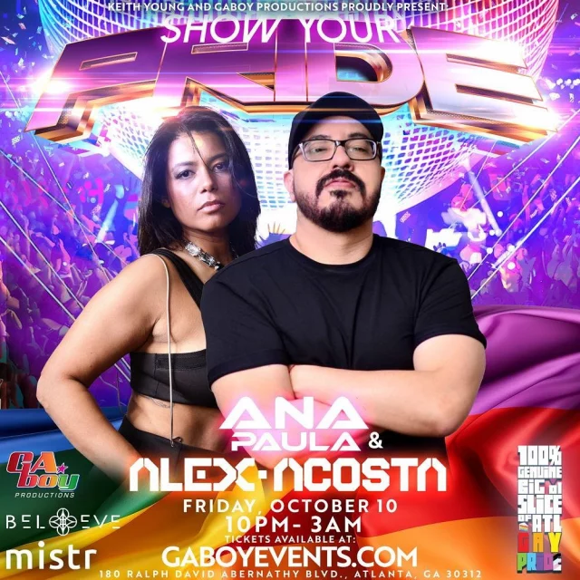 🔥 ATLANTA PRIDE WEEKEND! 🏳️‍🌈 
This Friday night — I’m bringing the energy to Believe Music Hall with DJ Ana Paula!
Let’s celebrate love, music, and pride all night long! 🌈🪩✨
#djalexacosta #aaontour #atlantapride